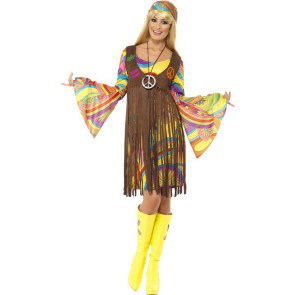 60er Jahre Hippie Kostüm für Damen in Gr. S, M, L, XL 