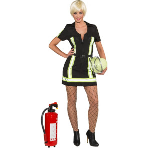 Foto Kostüm Feuerwehrfrau in rot mit Schutzhelm (Hut)