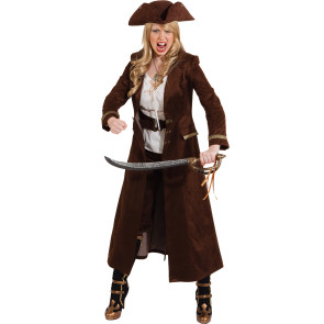 Kostümmantel braun für Piratin und Mittelalter