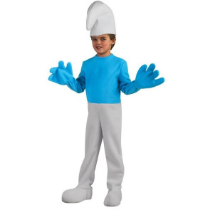 Junge als Schlumpf verkleidet blau weiß mit Mütze
