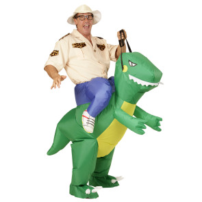 Aufblasbares Kostüm als Reiter mit Dinosaurier